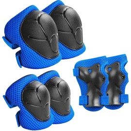 Knieschoner Kinder, Schonerset Protektoren Schützer Set, Inliner Schutzausrüstung Protektorenset, Knieschoner Ellenbogenschützer Handgelenkschoner für Skateboard Rollerblading Radfahren, 6er Set Blau