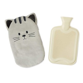balvi Hot Water Bottle Kitty Colour Grey with Soft Surface in Cat Shape Rubber/Polyester