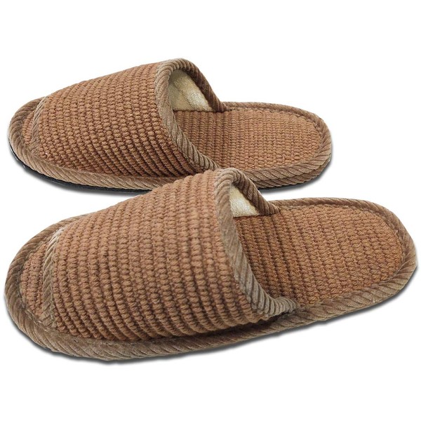 Jumbo Large Slippers, Matte Felt Bottom, Cotton Slippers, Brown (External Dimensions 11.8 inches (30 cm)/Men's, [Floor Friendly! Noise Reducing Type]
