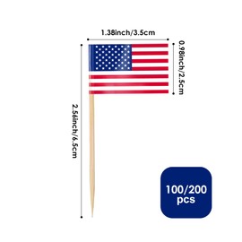 AhfuLife 200 Pcs American Flag Toothpick, America Toothpick Flag - 4th of July Decorations Cupcake Toppers, American Flag Cocktail Picks for COPA America 2024 Soccer Party, Olympic Decorations