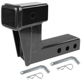 MaxxHaul 50909 Trailer Hitch Riser for 2 inch Receiver with 6 inch Rise & Drop with Solid Shaft, with 2 Pack Hitch Pins