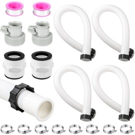 Innconee 4 Pack 1.5'' Diameter Flexible Pool Sand Filter Pump Hose Set 2 Way Connector 1.5'' to 1.5'' and 2 Type B Hose Adapters for Above Ground Pools Filter Pump and Saltwater Systems (40 Inches)