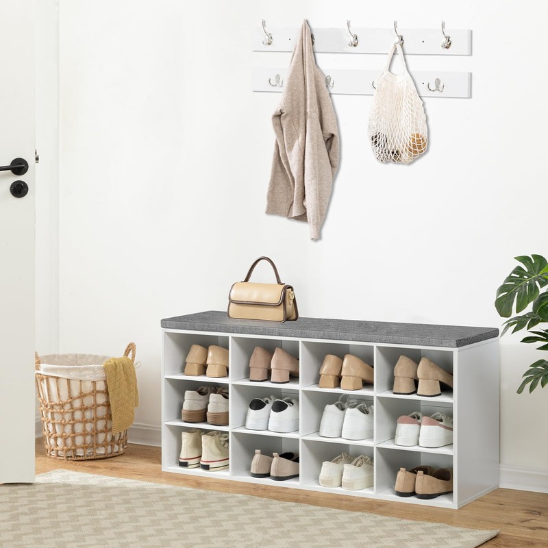 HOOBRO Shoe Storage Bench with Cushion, 39.4" L Entryway Bench