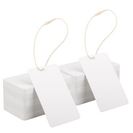 EUSOAR Gift Tags Rectangular - Pack of 400 White Tag Lables - 5 x 8 cm Labels Tags with Beige Cotton Cord - 300 gGSM Kraft Paper Blank Gift Tags for Labelling Writing