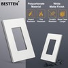 BESTTEN (50 Pack) USWP4 Matte White Screwless Switch Plate, 1-Gang