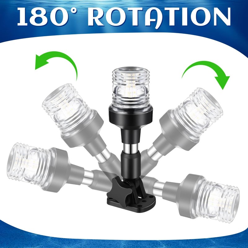 Rossesay White LED Boat Stern Light with 2 Pcs 8.2ft