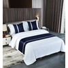 Guest Ruyunlai Bed Runner King Size,Dark blue Bed Runner For