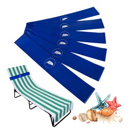 growell Towel Bands (6 Pack) - Stretch Rubber Beach Towel Clips for Beach Cruise Pool Chairs, Lounge Towel Holder Elastic, Cruise Ship Essentials (Blue New)