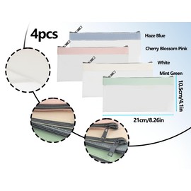 Lhbwhiz Pack of 4 Transparent Waterproof Bank Bags, PVC Wallet, Bank Folder, Money Bag with Zip, Transparent Bag, for Business, Office Supplies, School (4 Colours)