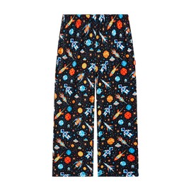 EASWEET Bamboo Viscose Toddler Boys Wide Leg Pajama Pants Elastic Waist Pajama Bottom with Pockets, Rockets, 12 Years