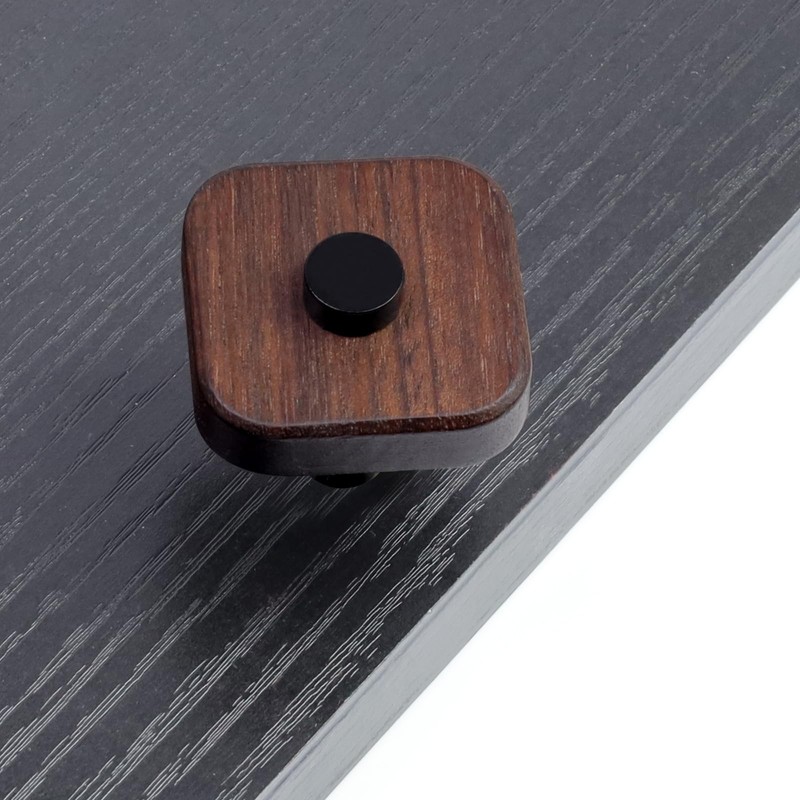 Antrader Walnut Wood Cabinet Knobs,6Pcs Wood Knobs Natural Wooden Dresser