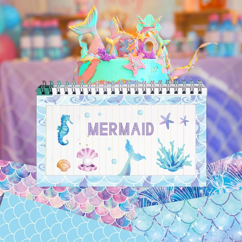 24 PCS Mermaid Scrapbooking Paper Pad, Purple Scale Double Sided
