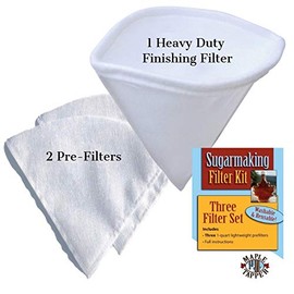 Maple Tapper 3 Pc. Maple Syrup 1 Qt. Filter Set - REUSABLE Premium Synthetic Filters – One (1) Heavy Duty Boiling Filter and Two (2) Pre Filters for Sap Collection - Maple Sugaring Instruction Card