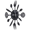 Black Kitchen Wall Clock Removable Modern Cutlery Kitchen Spoon Fork