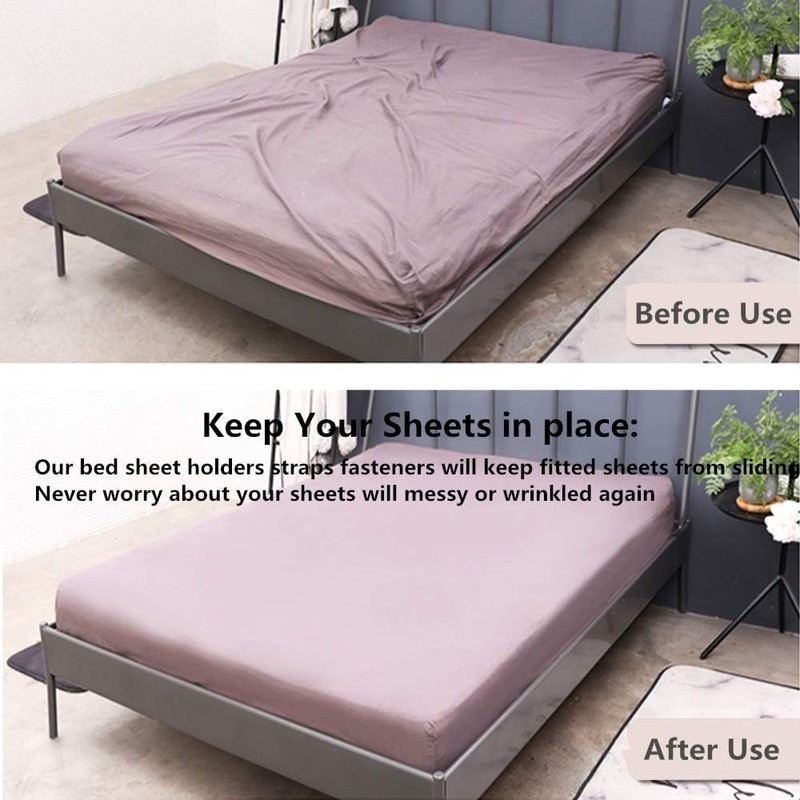 8 Piezas Sujetadores para Sábanas, Ajustables Elásticos Correas Cama Clips