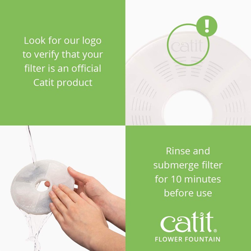 Catit Flower Fountain with Triple Action Filter, Cat Drinking Water