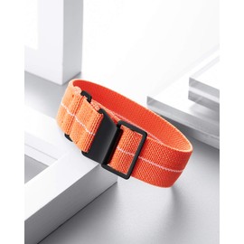 BINLUN Watch Band, Elastic Fabric, Nylon, Waterproof, Military Replacement Watch Strap with Hook and Loop, For Men and Women Replacement Watch Strap with Silver/Black Buckle 18/20/22mm (Latest improved version), 20mm, Nylon, No Gemstone