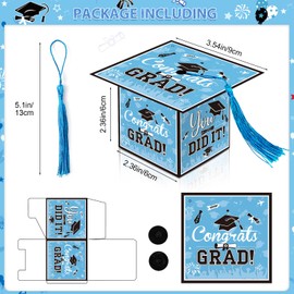 Yavxzvbw 24Pcs Light Blue Graduation Candy Box 2024 Graduation Decorations Graduation Gift Cap Box Graduation Party Favors for Graduation Party Decorations Graduation Party Supplies 2024