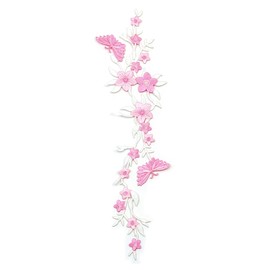 Alnicov 2 Pcs Butterfly Flower Patch Decorative Patches Badge Embroidered Floral Applique Sew On Decorative Patches Flower Patches for Lady (Pink)