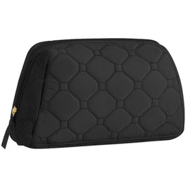 senbowe Small Makeup Bag,Travel Cosmetic Bag, Puffy Padded Make Up Bag for Women, Wide-open Cute Makeup Bag Pouch Purse, Quilted Toiletry Makeup Organizer Case with PVC Pockets,Travel Essentials