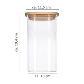 TALK-POINT Glass Storage Jars with Bamboo Lid, Storage Jars, Glass Containers, 550 ml - 2500 ml, Airtight, Dishwasher Safe, Moth Proof (1500 ml)