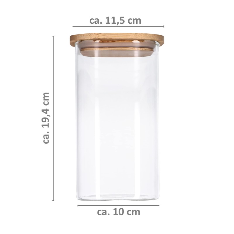 TALK-POINT Glass Storage Jars with Bamboo Lid, Storage Jars, Glass