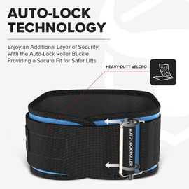 Weightlifting Belt For Men and Women - 6 Inch Auto-Lock Weight Lifting Back Support, Workout Back Support for Lifting, Fitness, Cross Training and Powerlifitng (Large, Blue)