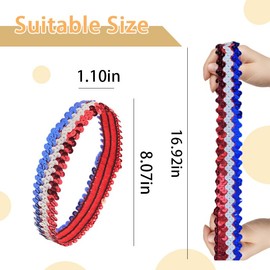 4th of July Sequin Headband Elastic Head Bands for Women Men Independent Day Hair Bands Sparkly Headband for Sports Headbands for Women Stretchy Glitter Hairband for Girls Fourth of July Headbands 2PCS