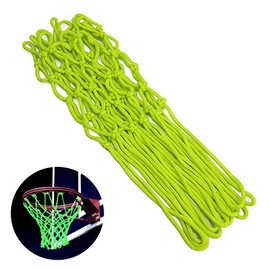 Glow in the Dark Basketball Net, 12 Loops, Standard Size Basketball Net, Durable Nylon, 45 cm Yellow, Suitable for Indoor and Outdoor Use, Great