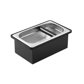 Stainless Steel Espresso Knock Box, Coffee Grounds Container with Steel Holder and Noise Reduction Rubber Ring, Espresso Puck Knock Box for Home Cafe Restaurant Hotel Office (10.71 x 6.81 x 4.25 inch)