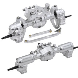 XBERSTAR RC Portal Axle Set for 1/18 Redcat Ascent 18 RC Front Rear Axle Assembly Complete Portal Front and Rear Axles with Servo Mounts Upgrade Parts (Front + Rear Silver)