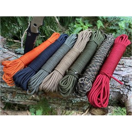 Ravenox MILSPEC 550 Paracord | Genuine MIL-C-5040H Type III 550 Cord |(Red)(25 Feet) | 7-Strand Twisted Core| 100% Nylon Braided Rope | Military Parachute Cordage for Survival, Outdoors | Made in USA