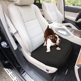 FH Group Car Seat Cushion – Durable PU Leather Car Seat Cushions, 2 Piece Front Set Car Seat Cushion, Bottom Seat Protector, Water Resistant Car Seat Cover for Sedan, Truck, SUV Black