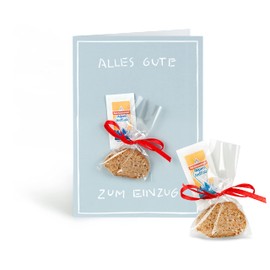 Inkognito Inkognito Klappkarte mit Mini-Geschenk & Umschlag in Folie (Grußkarte A6 / Umschlag 12 x 17,5 cm) • 45524 ''Alles Gute zum Einzug Künstler Sobunthier • Mini-Geschenk-Karten