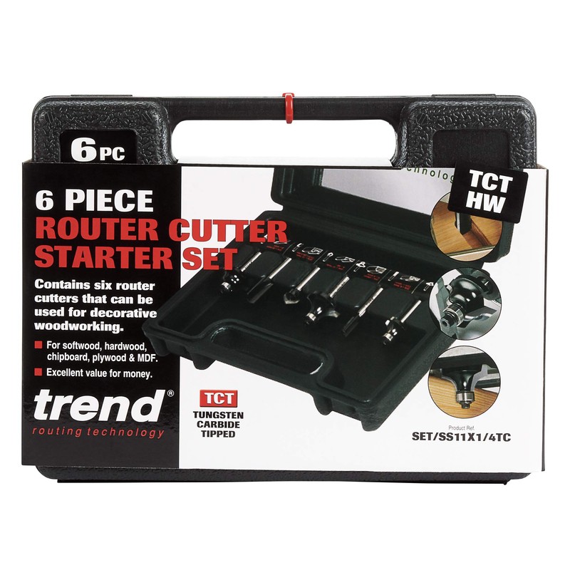 Trend 6 Piece Router Bit Starter Set, 1/4 Inch Shank,