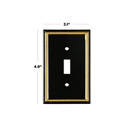 Pack of 4 Wall Plate Outlet Switch Covers by SleekLighting | Decorative Zinc Cast Black and Gold| Variety of Styles: Rocker/Receptacle/Toggle / & Combo | Size: 1 Toggle