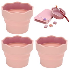 3 PCS Collapsible Paint Brush Washer Brush Rinser Cup Mini Foldable Silicone Watercolor Cup Silicone Washing Bucket Brush Holder Organizer Painting Water Cup for Watercolor Oil Painting