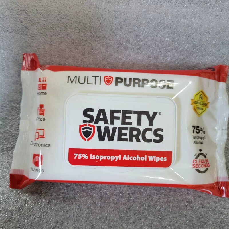 Safety Wercs Multipurpose 75% Isopropyl Alcohol Cleaning Wipes 150 Wipes