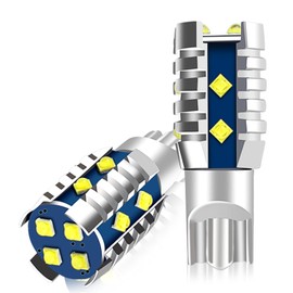 Aunvista T16 T15 LED Tail Lamp, Back Lamp, Explosive Light, 4x Brightness Up, 12 V, Non-Polarity, 6500K, Backlight, Reverse Lamp, 12 Rungs, Built-in Canceller, Backward Light, 3 Years Warranty, White,