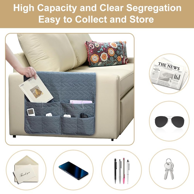 SITAKEGS Waterproof Sofa Armrest Organiser, Non-Slip Couch Armchair Caddy Storage