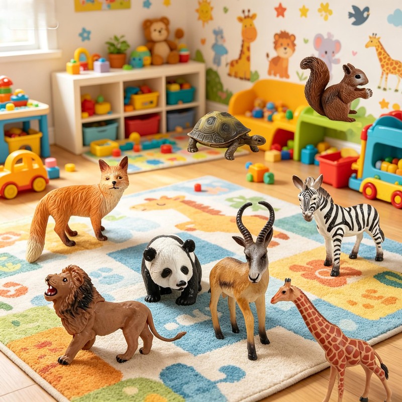OZLMC 20 PCS Wild Animal Toy Set - Plastic Jungle