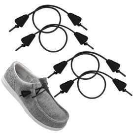 UamGlsob 2Pairs Elastic Shoelaces for Hey Dude Shoes, No Tie Bungee Stretchy Shoe Laces, Strings Replacement Stretch Laces (Black, 16"/40cm)
