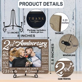 Ogleqoo Happy Anniversary Picture Frame Gifts, 2 Years Anniversary Valentines Gifts for Husband/Wife/Him/Her, Home Office Desk Decorations, Mr and Mrs Gifts-A30