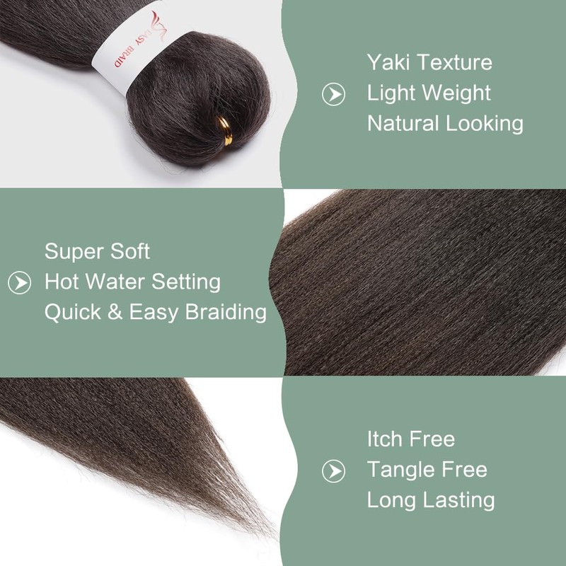 Easy Braid Pre stretched Braiding Hair Extensions 20 Inch 6Packs