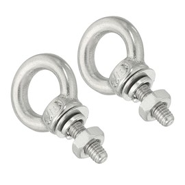 sourcing map M3 1/8"x0.35" Stainless Steel Eye Bolts Threaded Screw Eyebolt Shoulder Ring with Nuts Washers for Lifting Hanging, 2 Set