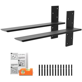 LEOPO 18" Lx2.5 W 2 Pack Free Hanging T Shelf Bracket, 3/8" Thick Countertop Support Brackets, Heavy Duty Knee Wall Hidden Floating Countertop Bracket for Cabinets, washbasin, Bench Seats, Vanities