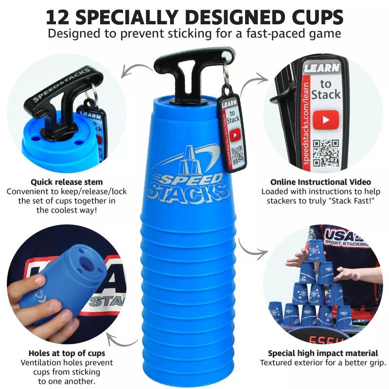 Speed Stacks Blue Sport Stacking Cups Set for Kids Develop