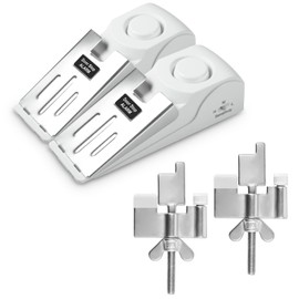 Douevo Door Stop Alarm and Adjustable Portable Door Lock Provide Double Security for Home, Hotel and Traveling (2 Door Lock + 2 Door Stop)