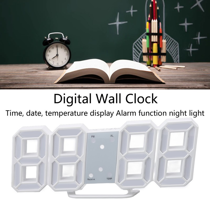 3D LED Digital Clock Time Temperature Display Night Light Alarm