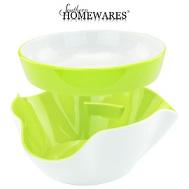 Southern Homewares Double Pedestal Serving Pistachio Bowl with Shell Storage – Green Interior, Ideal for Peanuts, Pistachios, Fruits, Candy, and Snacks